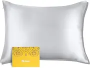 100% Mulberry Silk Pillowcase for Hair and Skin, 25Momme Soft&Smooth, Both Sides Premium Grade 6A Silk Pillow Cover for Women Mom Men (Silver Grey| 25mm, King 20''×36'')