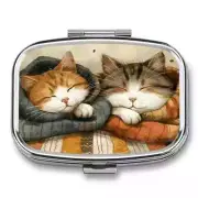 Cat Pill Box/Case 2 Compartment Portable Travel Size Medicine Case
