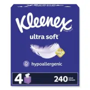 Kleenex 54308 3-Ply Ultra Soft Facial Tissue - White (12/CT) New