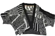 Portmans Ladies Black/ White Lightweight Geometric Pattern Wrap Top Medium NWT
