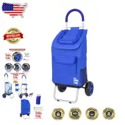 Trolley Dolly Blue Foldable Shopping Cart - Lightweight Utility Cart with Wheels