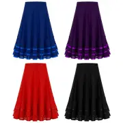 Girls Ballroom Dancing Long Swing Skirts Latin Salsa Rumba Flamenco Dancewear