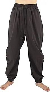 [HanzhuoLG] Lässige HaremsYogahose Für Herren, Einfarbig, Elastische Taille, Kordelzug, Lose Strandhose Black XL