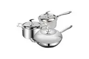 SOGA 6 Piece Cookware Set 18/10 Stainless Steel 3-Ply Frying Pan, Milk, and Soup Pot with Lid