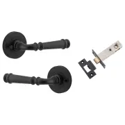 Verona Lever Matt Black Round Rose (Inbuilt Privacy)