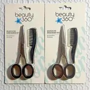 2 Beauty 360 Men's Mustache Grooming Kit Comb & Scissor Precision Trimming 4”