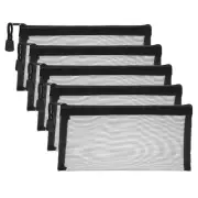 A6 Mesh Zipper Pouch Bags, 5 PCS Mesh Bags with Zipper, 10x20cm, Black