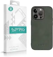 [sprig] Cases Compatible with Apple iPhone 14 Pro Matte PU Leather TPU Premium Back Cover Drop Tested Shock Proof Case for Boys and Girls with Camera Protection Green
