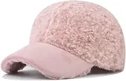 [URTAODFE] Women's Plush Baseball Cap,Winter Warm Adjustable Outdoor PU Splicing hat for Man