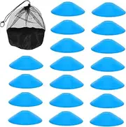 MOBUTOFU 20pcs Agility Training Cones Bright Sports Discs with Mesh Bag for Soccer Basketball and Multi Sport Training Portable and Markers for Drills
