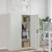 Office Cabinet 90x40x140 cm Steel Grey Storage Furniture Home Organization