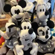Tokyo Disneyland Bean Bag Plush Mickey, Minnie, Donald, Goofy, Pluto Monochrome