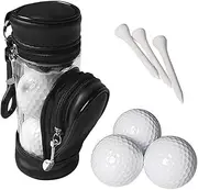 Golf Balls and Tees Pouch Bag Storage Case Holder with 3 Balls and 3 Tees Set