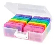 USA 4" x 6" Photo Storage Box Craft Keeper, Transparent Handle Container with...