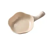 Seasoning Plate Flower Shape with Handle Small Size Plates Serving Saucers Bowl for Sauce-Beige