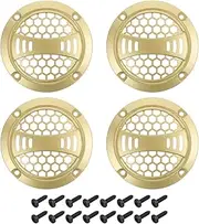 uxcell 4 Pcs 2inch Gold Speaker Grill Mesh Plastic Woofer Guard Protector Dust Cover Gold Decorative Circle Plastic Frame with Screws for Home Audio Car Speaker Replacement