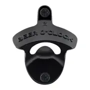 Black Bottle Opener Wall Mount Beer Cap Opener BEER O'CLOCK Soda Bottle Top O...