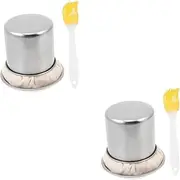 Kisangel 2 Sets Kitchen Oil Applicator Brush for Pancake Easy Pancake Oil Spreading Tool Non-Stick Random Color