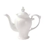 Fine Porcelain Ultra English Teapot, Coffee Pot, Victoria Style, Light White