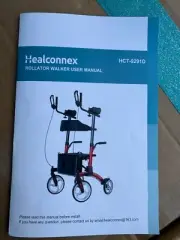 Healconnex Upright Rollator Walker- Stand up Rolling-10" Wheels, Basket, Blue