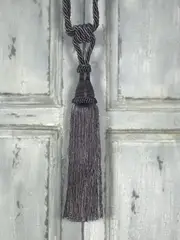 Pair 2 pieces Curtain Tie Backs - 30cm Tassel - Charcoal