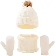 [Generic] Scarf Hat Gloves Organizer Set Knit Fleece Lined Neck Warmer Mittens for Toddler Boys Girls Scarf Gloves Hat Set for Teen Girls