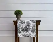 Black Toile Table Runner Colonial Home Decor Table Centerpiece Vintage Linens