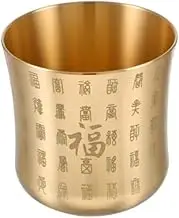 Copper Cup Buddhist Water Cup 1pcs Brass Cup Ornaments Tibetan Prayer Cups Kung Fu Teacups Ritual Cup Tabletop Decor Antique Teaware Chinese Tea Cup