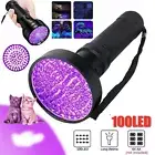 100 LED UV Torch Light Flashlight Lamp Ultraviolet Blacklight Aluminum 395 nM