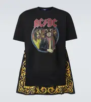 [Junya Watanabe] Junya Watanabe AC/DC printed caped cotton jersey T-shirt AU 96 multicoloured