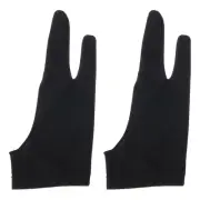 2pcs Artists Drawing Glove for Digital Drawing Tablet 8" x 3" Black