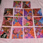 Lot Of 14 Kaffe Fassett Hourglass Patchwork Quilt Blocks 6" Cotton Fabrics (B)