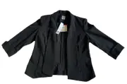 Anne Klein Blazer PS Black NWT Shawl Collar Open Front Career Jacket
