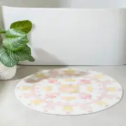 Floral Bloom Blush Pink Round Bath Mat