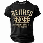 Men's Funny Retired T Shirt Short Sleeve T shirt 3D Print Crew Neck Shirt Fashion Daily Casual Street Casual Daily Black 1 Black 3 Black Summer Spring All Seas