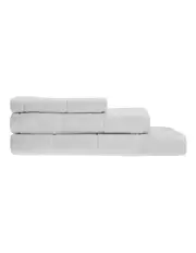 [Linen House] Velour Stripe Bath Towel Range White