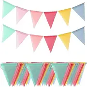 48Pcs Pennant Bunting Banner Flags, Multicolor Pennant Flags Colorful Triangle Banners for Party Christmas Birthday Bedroom Decoration