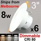 6 x Downlight Dimmable LED Ceiling Light 8W 230V Down Cool Warm White Daylight