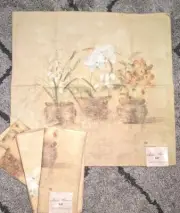 NEW Vintage Set of 4 POTTED ORCHID Cloth Napkins Cheri Blum
