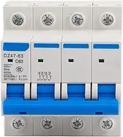 Respicefinem Leakage Protection DZ47​63 4P Current Circuit Breaker 400V63A Air Switch Flame Retardant Casing 6KA Breaking Capacity for Household Engineering Safety