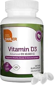 Zahler Vitamin D3 10,000 IU, an All-Natural Supplement Supporting Bone Muscle Teeth and Immune System, Certified Kosher, (250 Count)