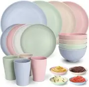 20 Pcs Wheat Straw Dinner Set for 4 Unbreakable Dinnerware Sets Reusable