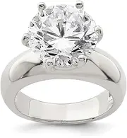 [JewelryWeb] 925 Sterling Silver Solid Polished Solitaire Round CZ Simulated Diamond Ring Band Style-Ring for Women
