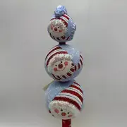 2007 Patricia Breen Chameleon Finial Snowmen 13" Tree Topper Blue Red