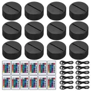 12pcs 3D Night LED Light Lamp Base 16 Colors Display Base with Remote Control