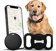 Romansei Smart Pet Tracker, Dog Tracker with Collar Holder, Smart Tag for Seamless Location Tracking, No Monthly Fee MFi Certificated, Work with Find My, No GPS Tracker, iOS Only, Black