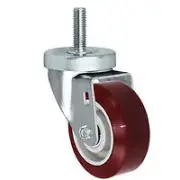 3" Threaded Stem Caster - Swivel Caster with Hi-Tech DURATOUGH Maroon Polyuretha