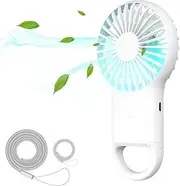 Simpeak Small Handheld Fan, 3 Speed Mini Slim Portable Fan USB Rechargeable Mini Pocket Fan with Flashlight Function for Outdoor Home Travel Shopping, White