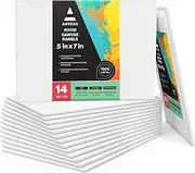 Arteza Canvas Boards for Painting, Pack of 14, 5 x 7 Inches, Blank White Canvas Panels, 100% Cotton, 8 oz Gesso-Primed, Art Supplies for Acrylic Pouring and Oil Painting