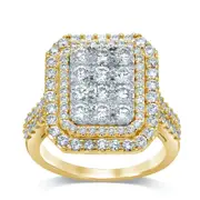 9kt Yellow Gold Emerald Shape Ring with 1.50ct of Diamonds